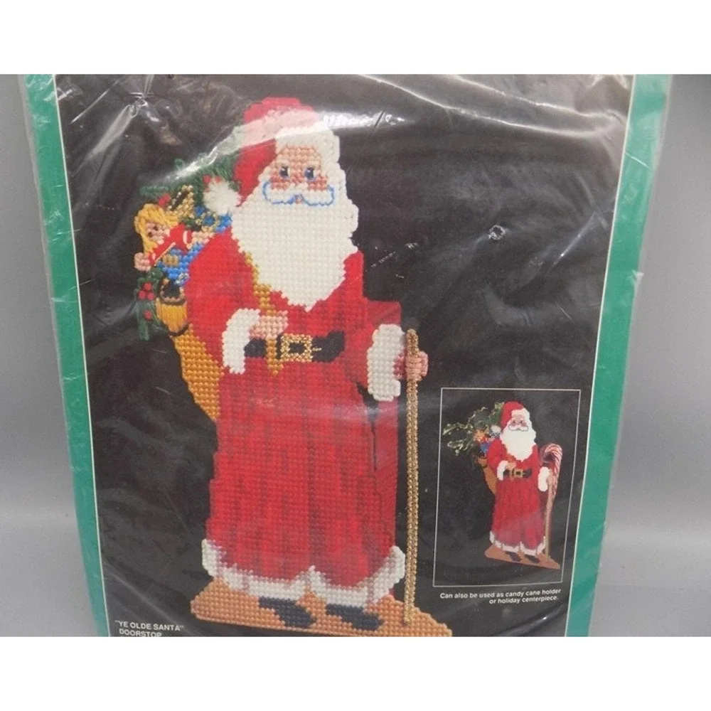 New Bucilla Ye Olde Santa Centerpiece Doorstop Kit Complete #61069 Needlepoint